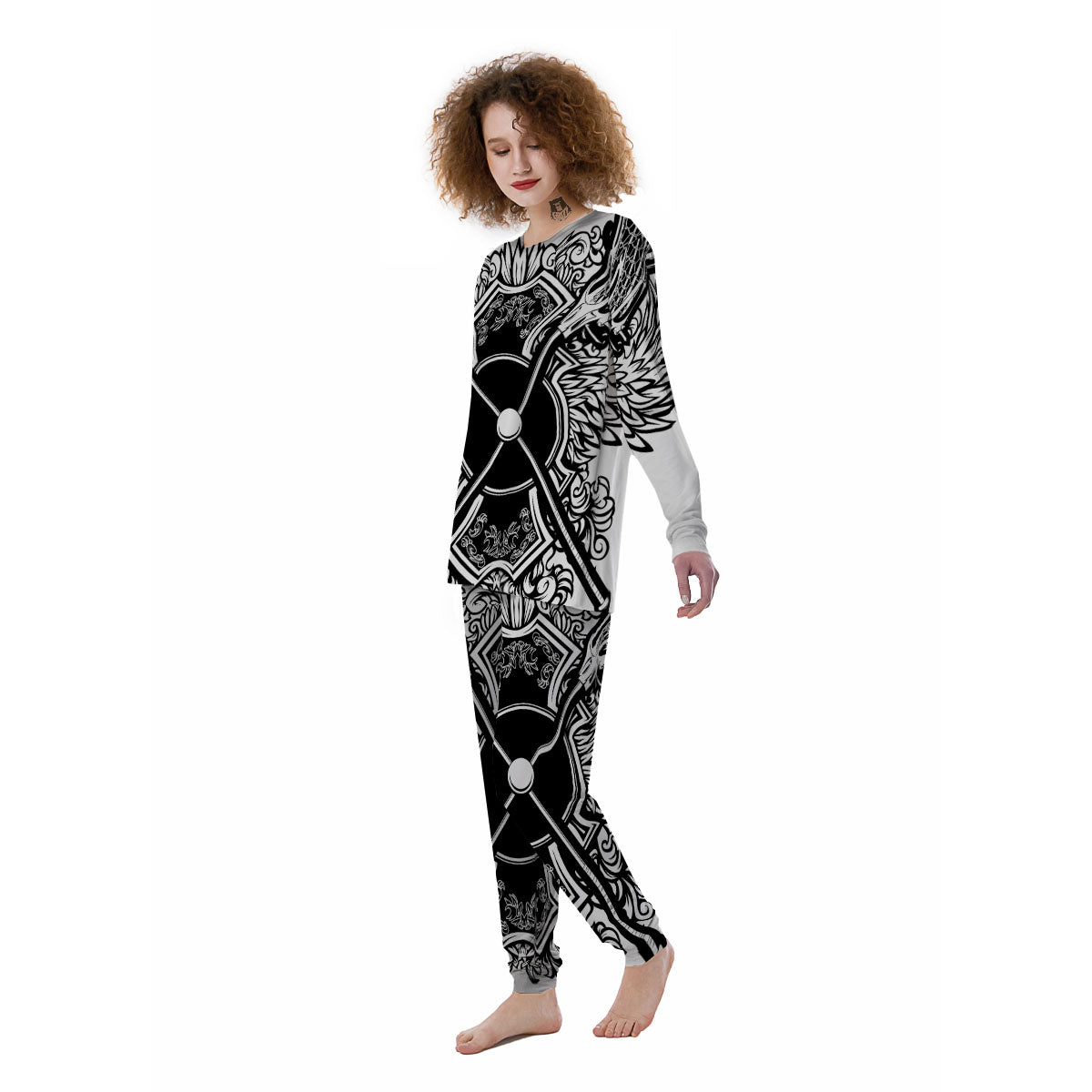 Sticks Lacrosse Ornate Wing Print Women's Pajamas-grizzshop