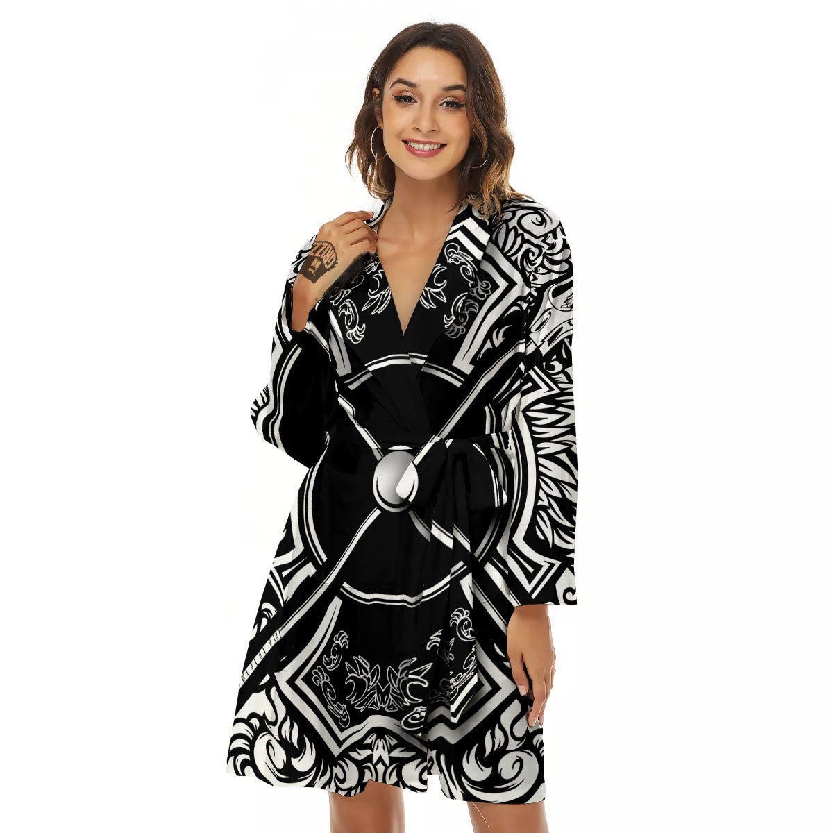 Sticks Lacrosse Ornate Wing Print Women's Robe-grizzshop