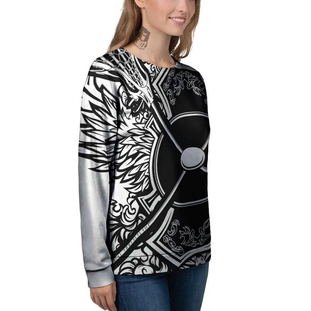 Sticks Lacrosse Ornate Wing Print Women's Sweatshirt-grizzshop