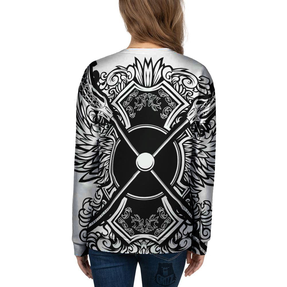 Sticks Lacrosse Ornate Wing Print Women's Sweatshirt-grizzshop