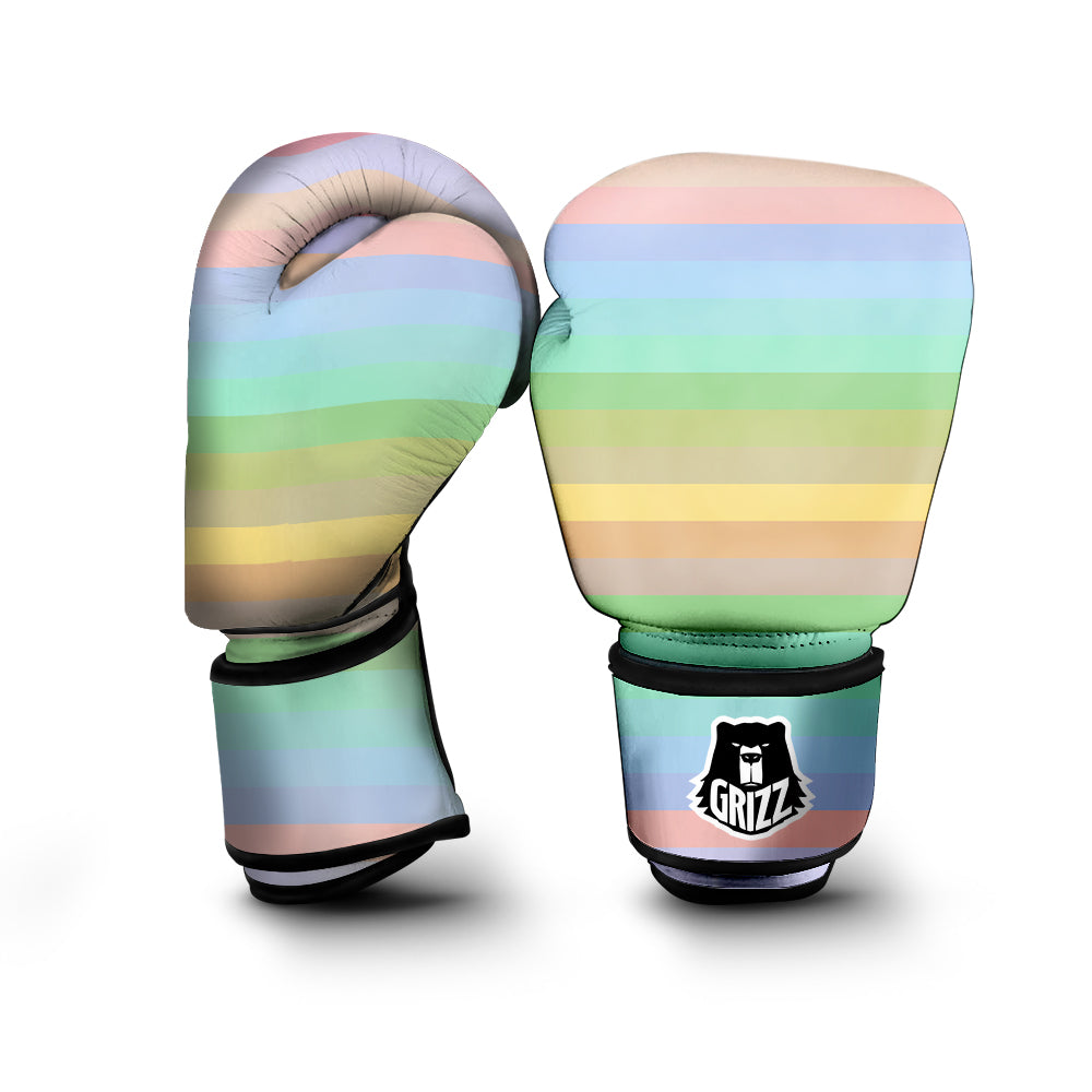 Stiped Rainbow Pastel Print Boxing Gloves-grizzshop