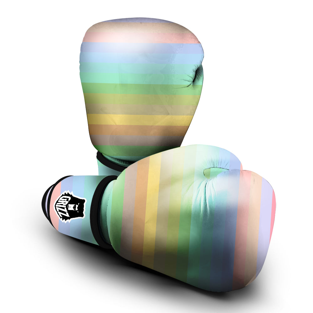 Stiped Rainbow Pastel Print Boxing Gloves-grizzshop