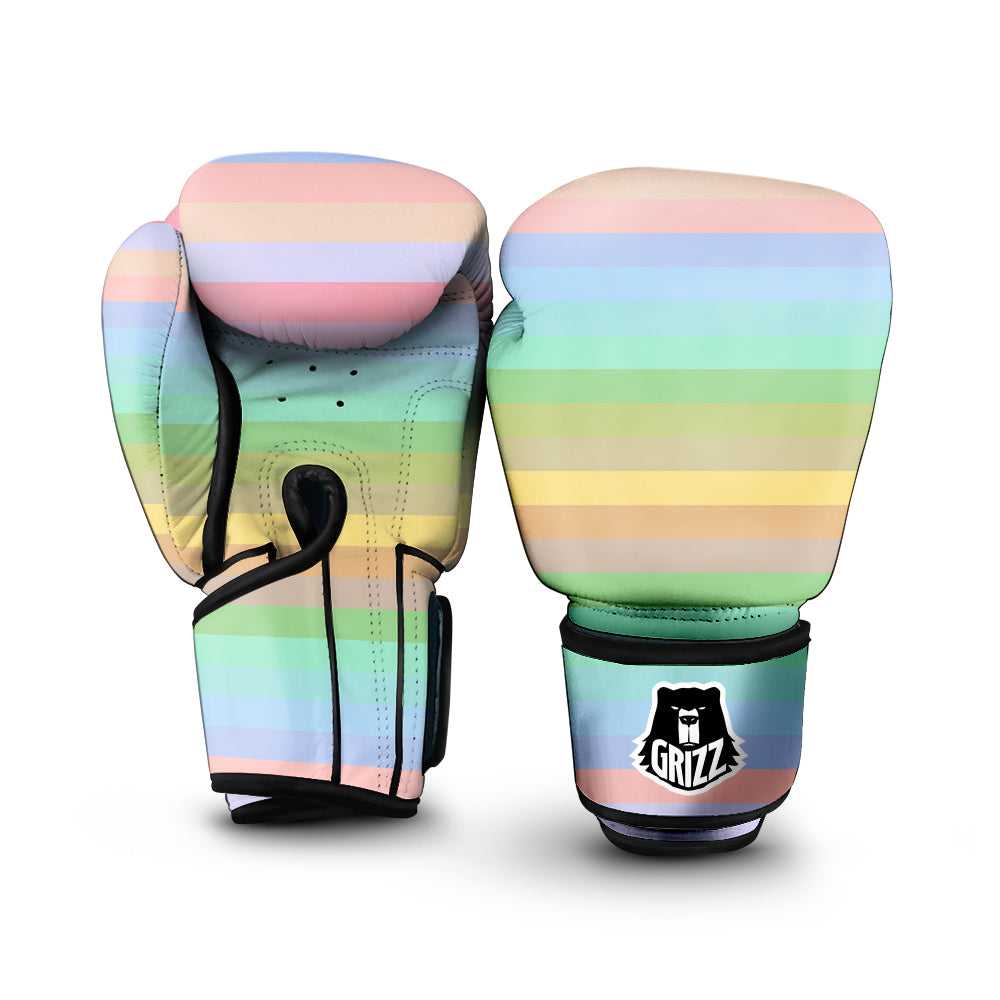 Stiped Rainbow Pastel Print Boxing Gloves-grizzshop