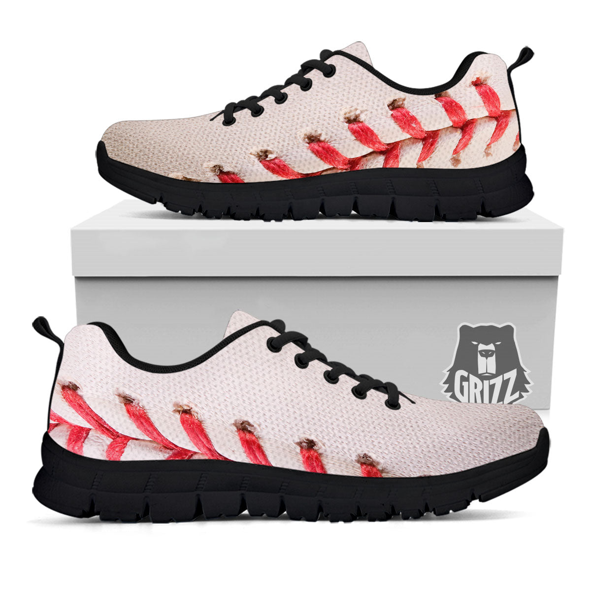 Stitching Baseball Print Black Sneaker-grizzshop