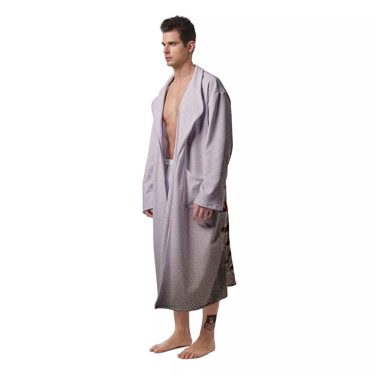 Stitching Baseball Print Men's Robe-grizzshop