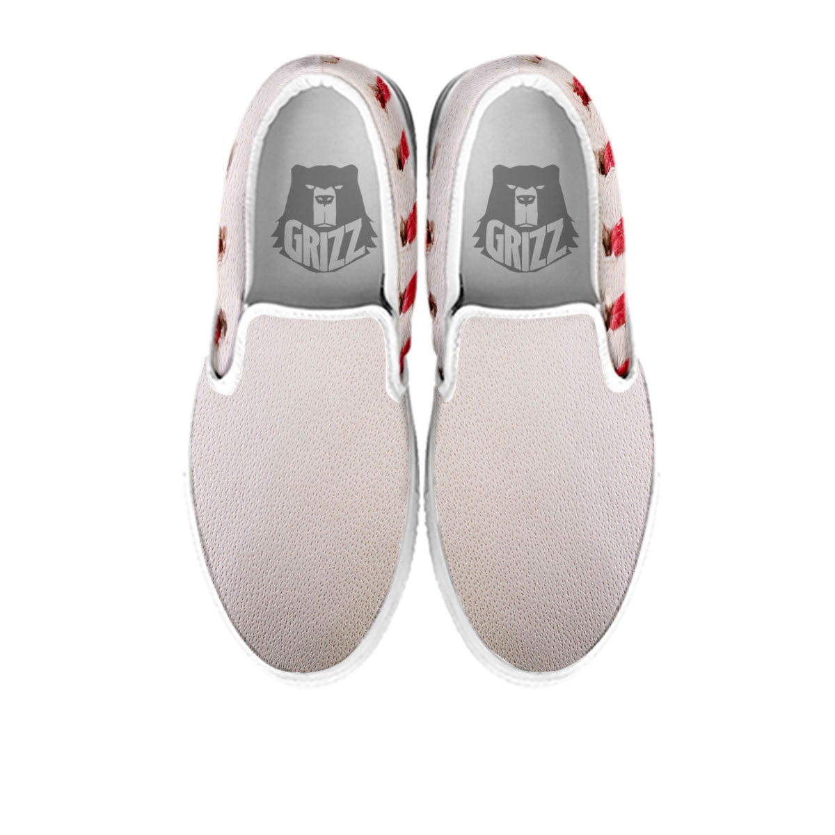 Stitching Baseball Print White Slip On Shoes-grizzshop