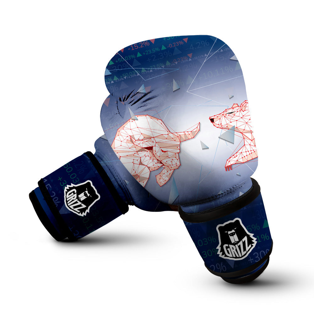 Stock Market Bear And Bull Print Boxing Gloves-grizzshop