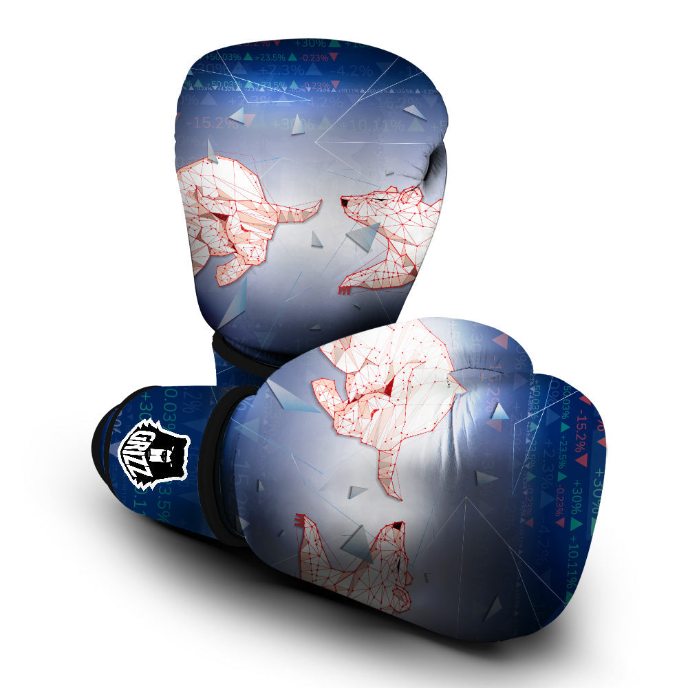Stock Market Bear And Bull Print Boxing Gloves-grizzshop
