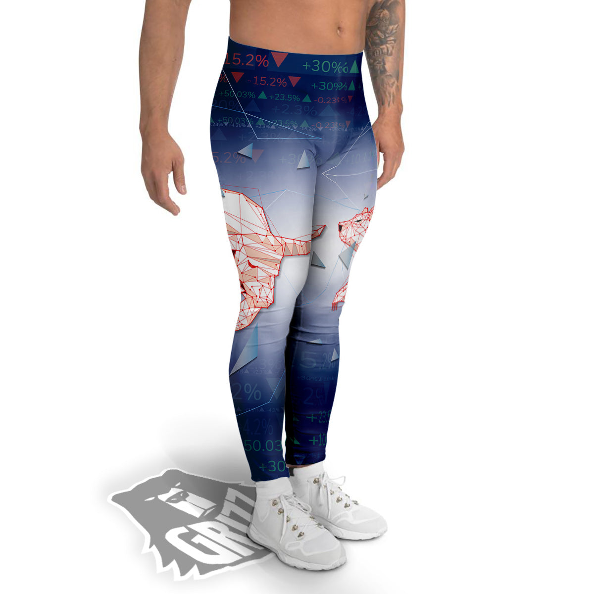 Stock Market Bear And Bull Print Men's Leggings-grizzshop
