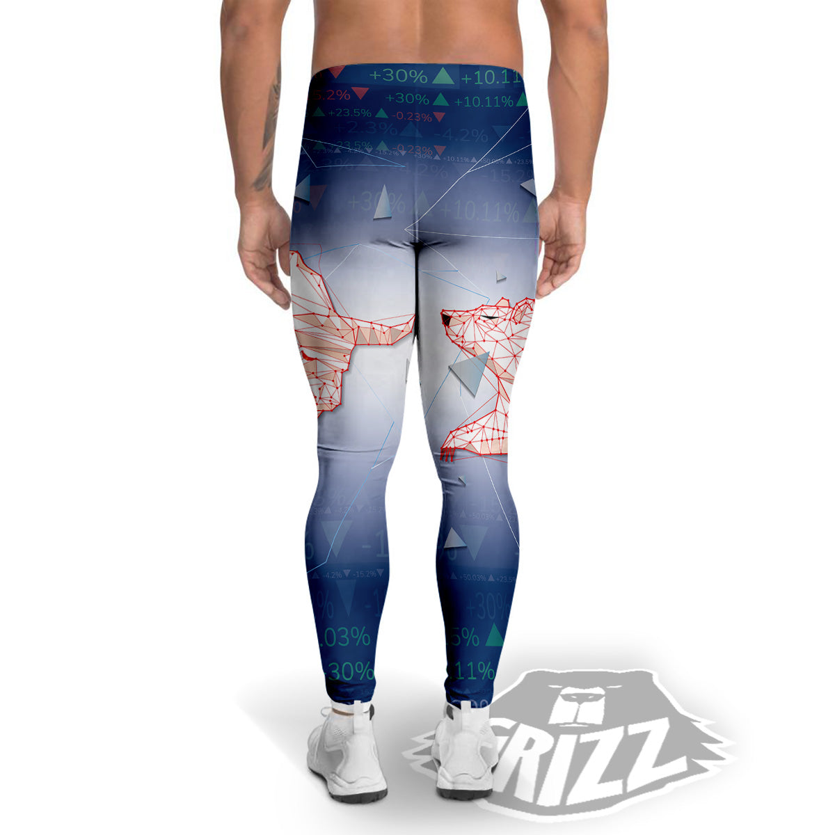 Stock Market Bear And Bull Print Men's Leggings-grizzshop