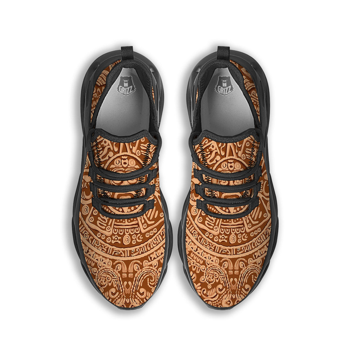 Stone Mayan Print Black Running Shoes-grizzshop