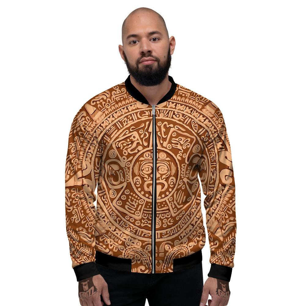 Stone Mayan Print Men's Bomber Jacket-grizzshop