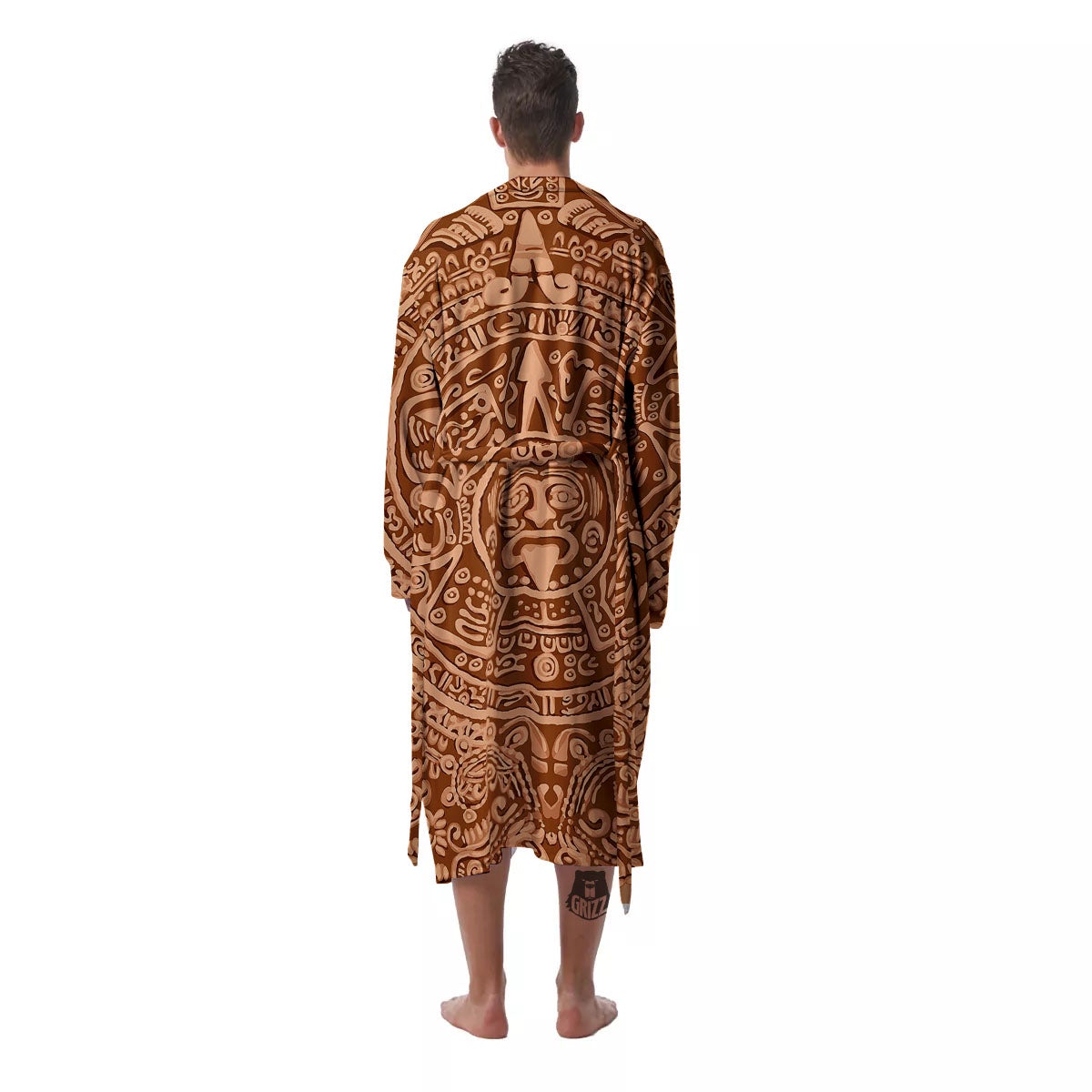 Stone Mayan Print Men's Robe-grizzshop