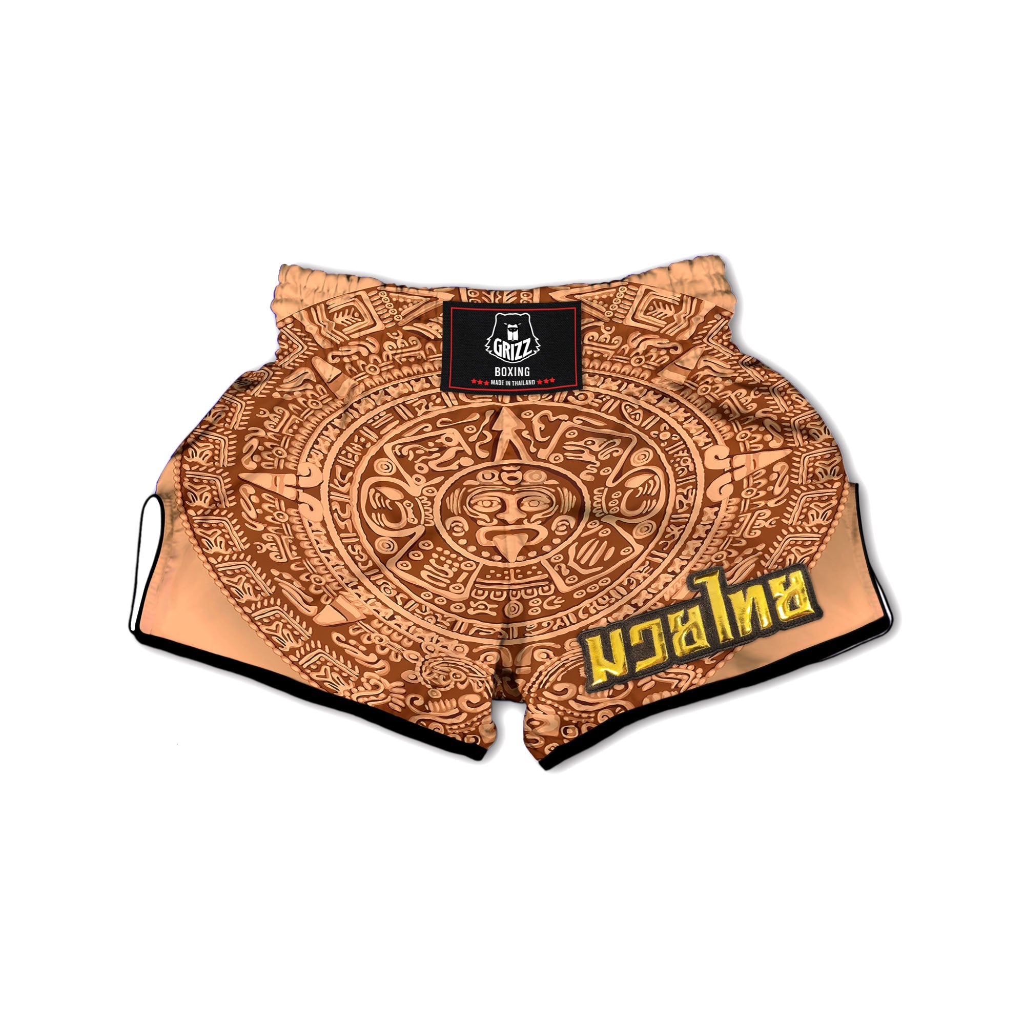Stone Mayan Print Muay Thai Boxing Shorts-grizzshop