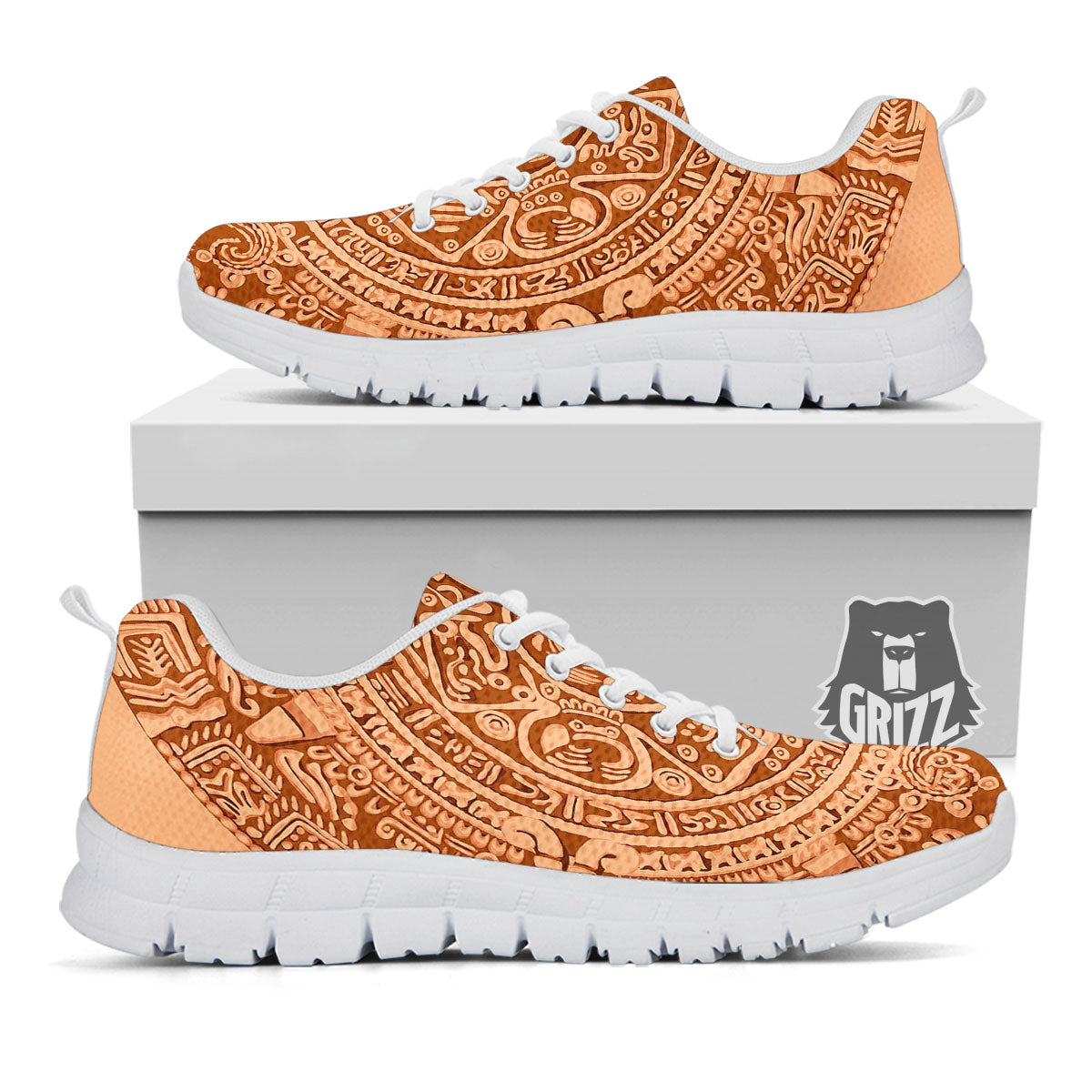 Stone Mayan Print White Sneaker-grizzshop