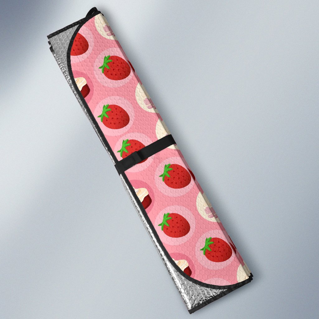 Strawberry Cake Pattern Print Car Sun Shade-grizzshop