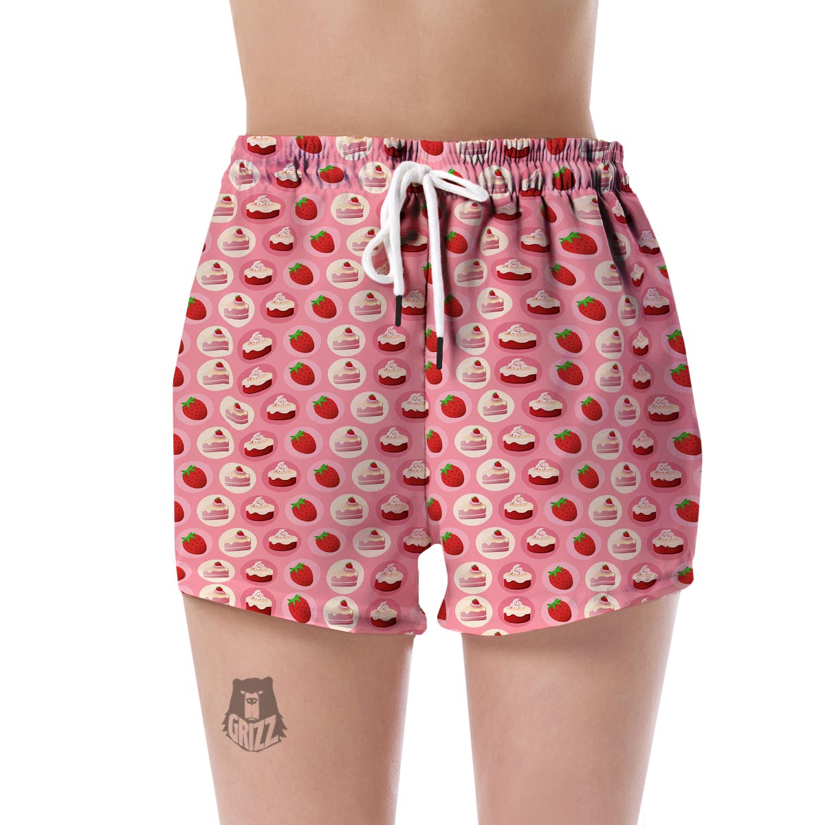 Strawberry Cake Pattern Print Women's Shorts-grizzshop