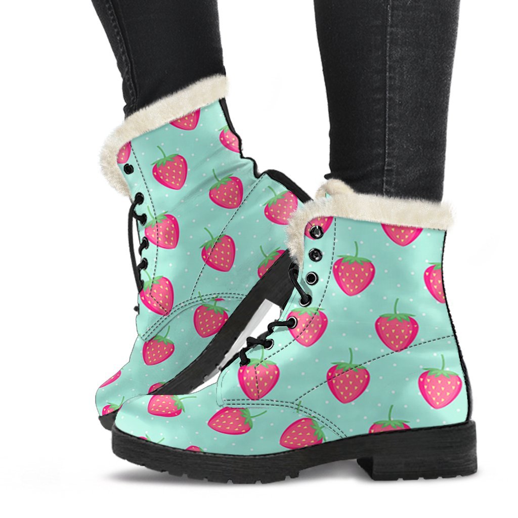 Strawberry Print Pattern Comfy Winter Boots-grizzshop