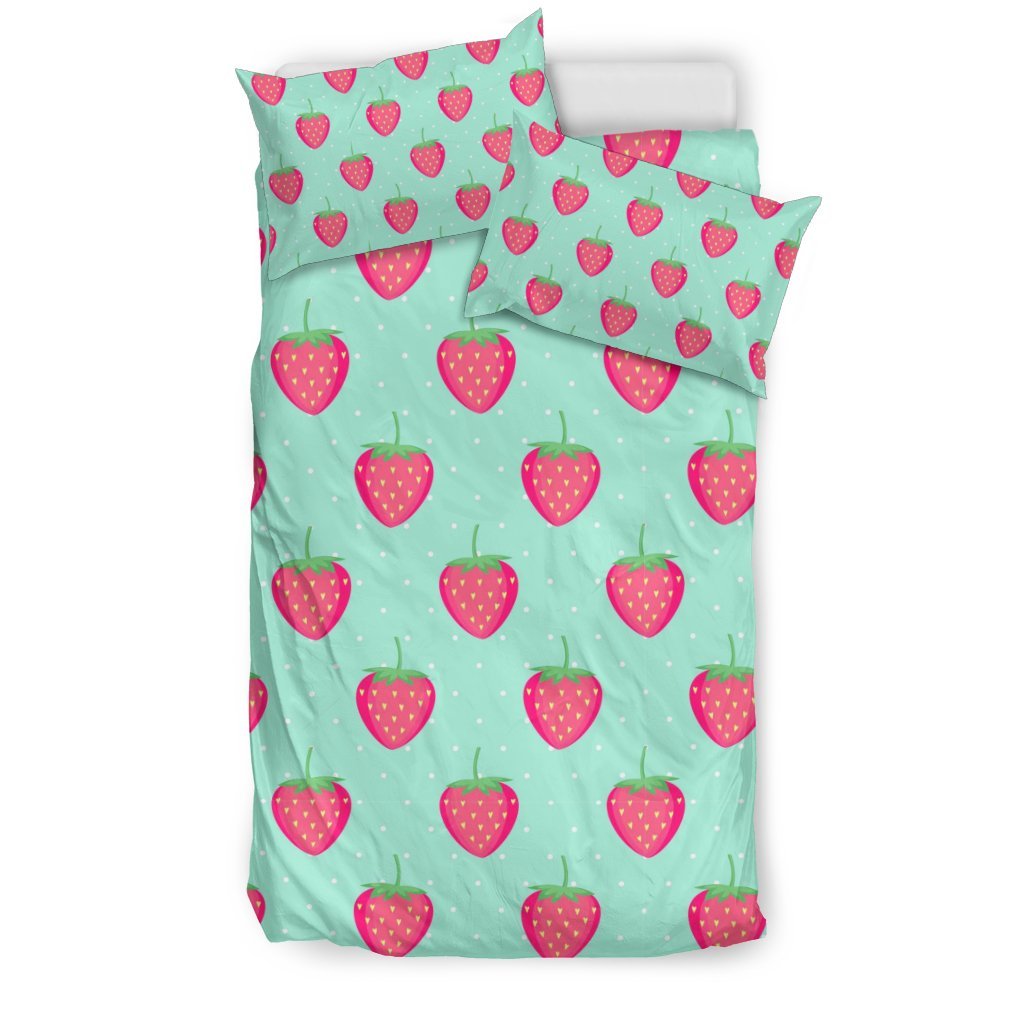 Strawberry Print Pattern Duvet Cover Bedding Set-grizzshop