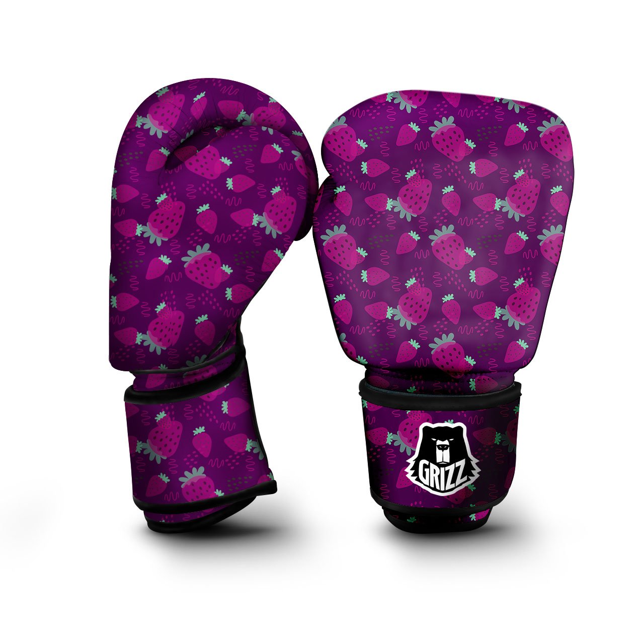 Strawberry Purple Print Pattern Boxing Gloves-grizzshop