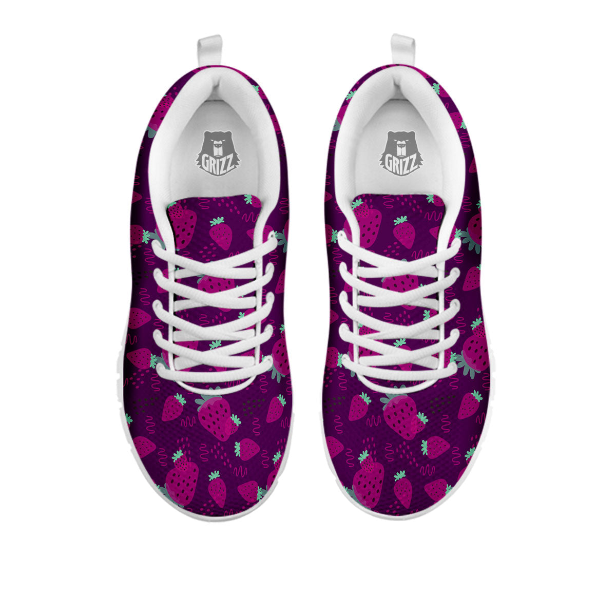 Strawberry Purple Print Pattern White Sneaker-grizzshop