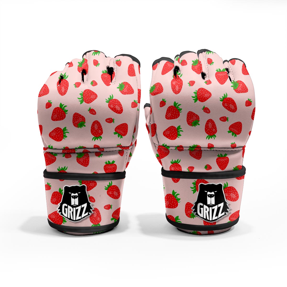 Strawberry Red Print Pattern MMA Gloves-grizzshop