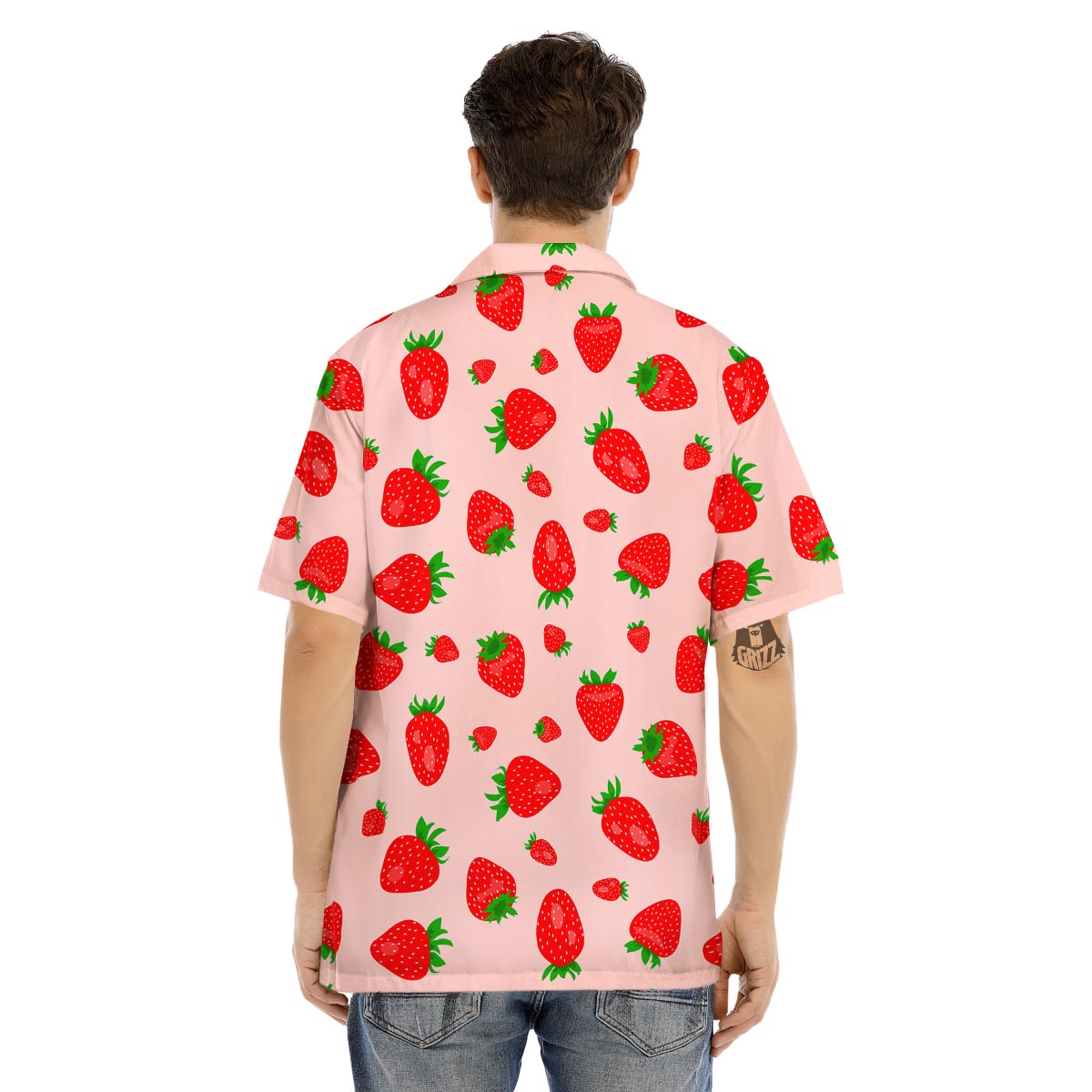 Strawberry Red Print Pattern Men's Hawaiian Shirt-grizzshop