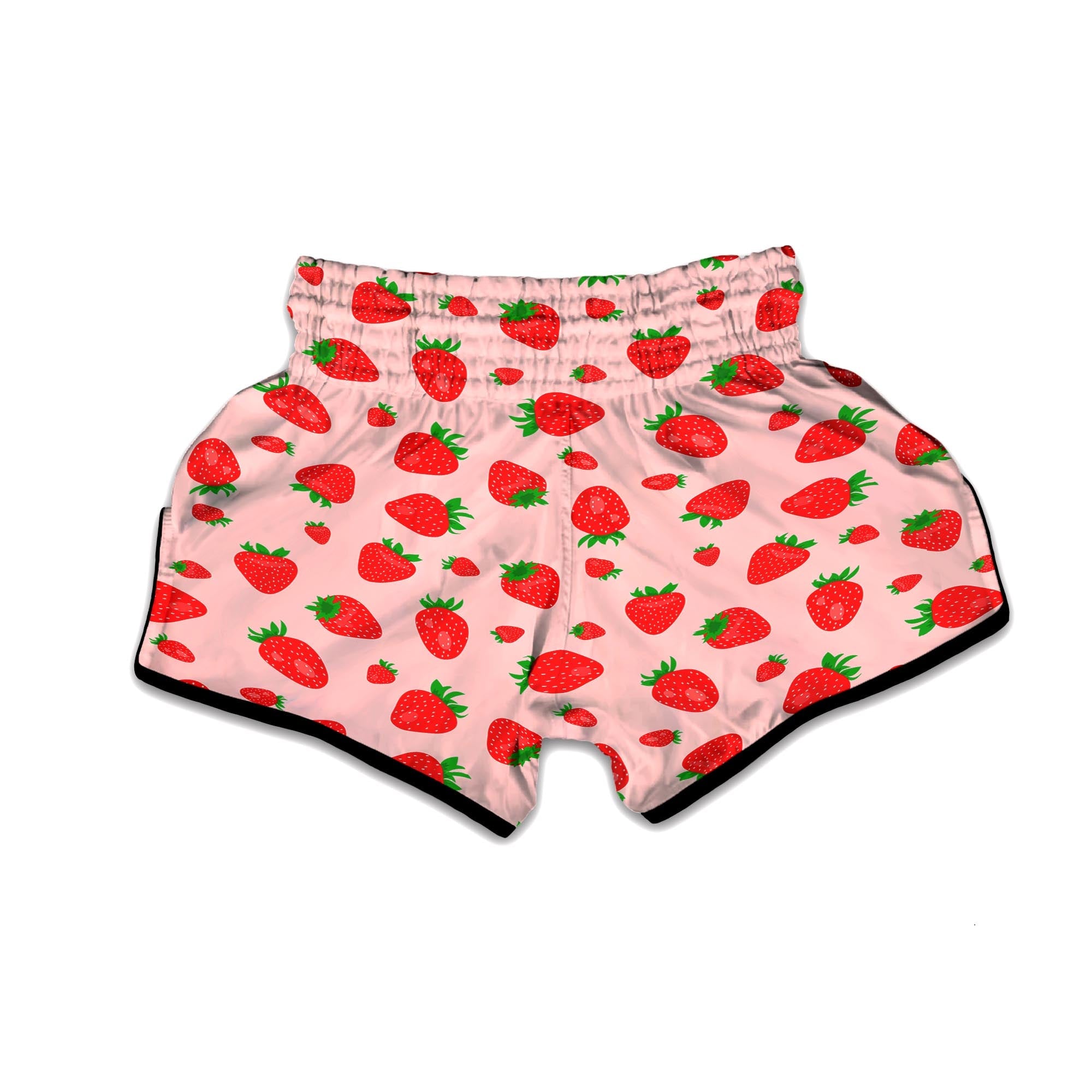 Strawberry Red Print Pattern Muay Thai Boxing Shorts-grizzshop