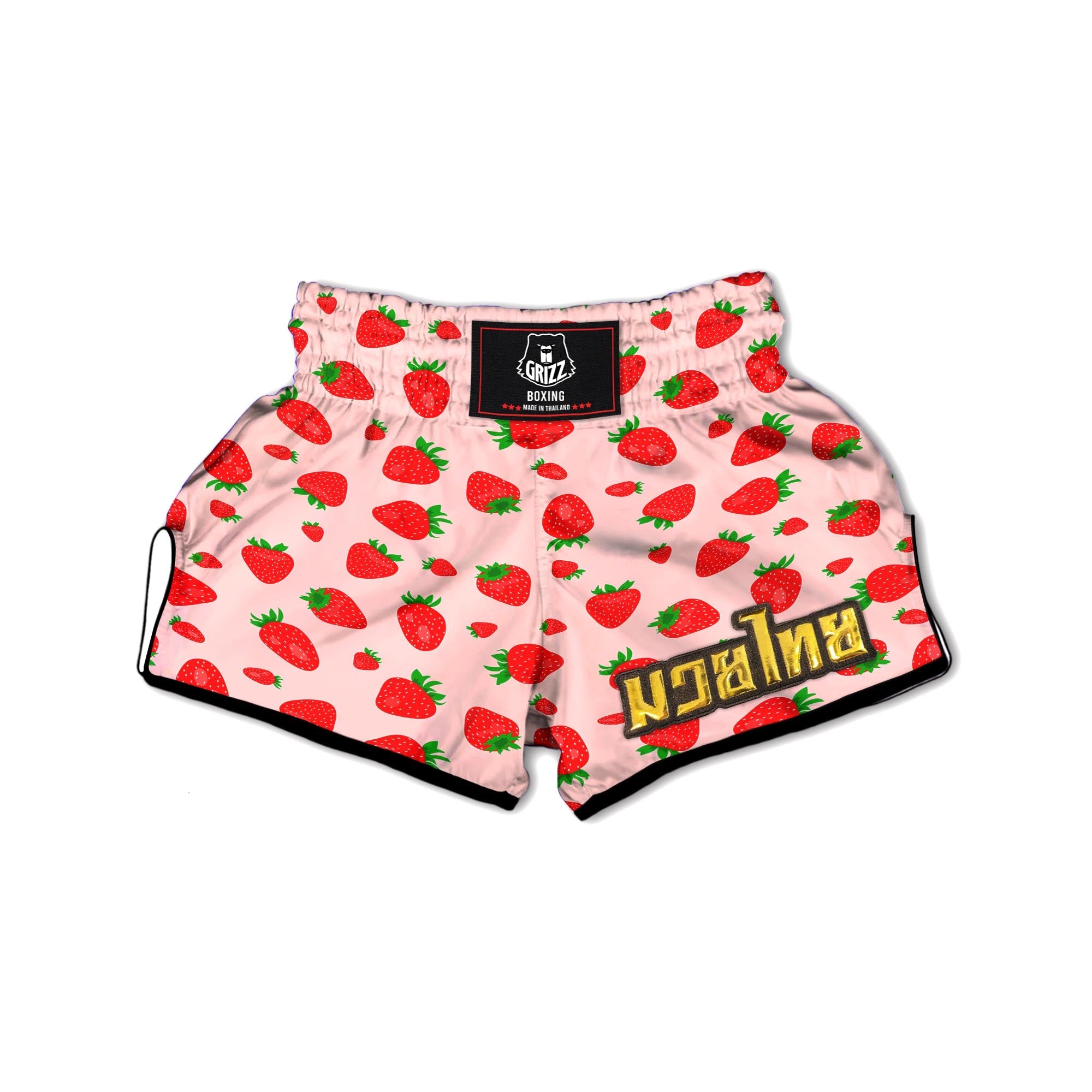 Strawberry Red Print Pattern Muay Thai Boxing Shorts-grizzshop