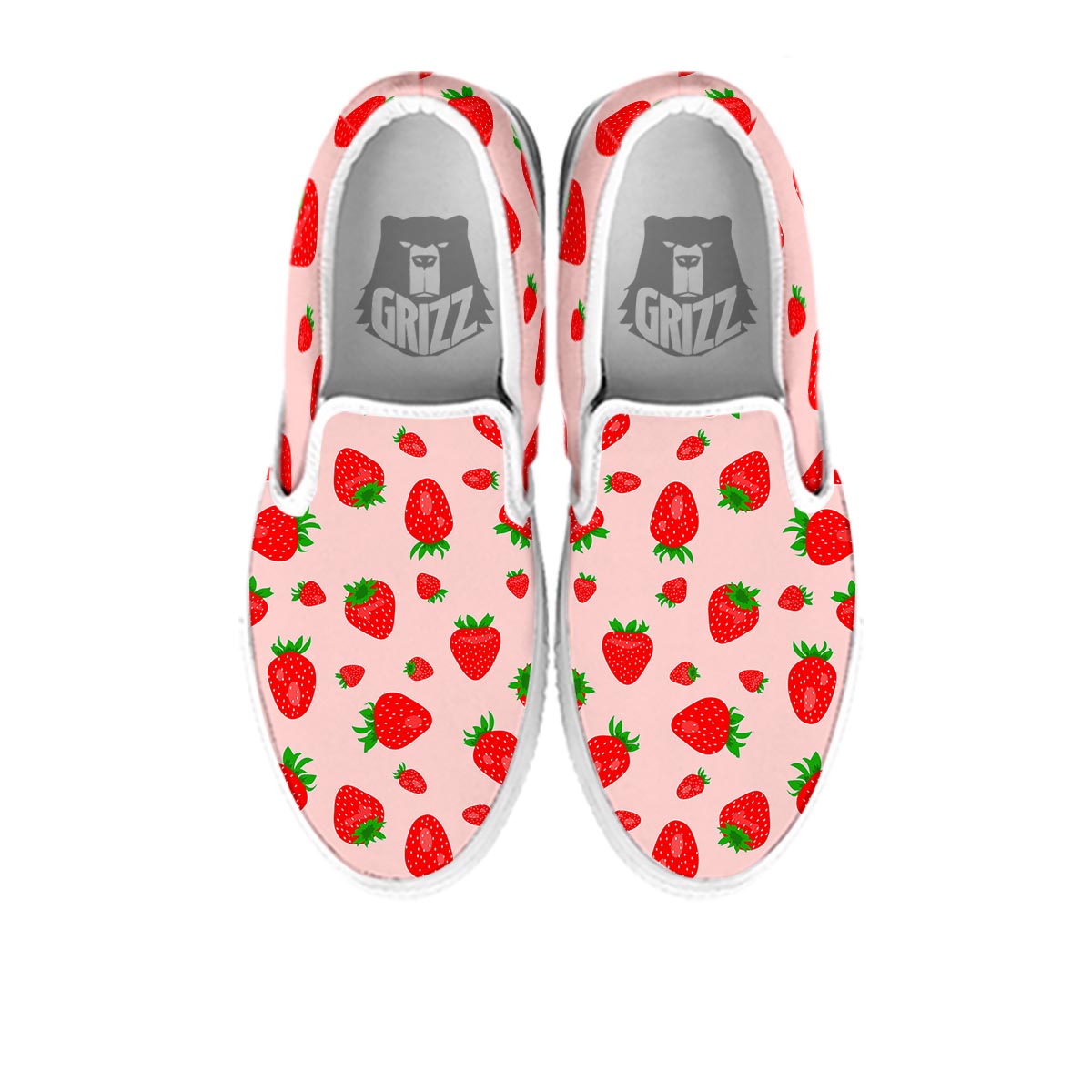 Strawberry Red Print Pattern White Slip On Shoes-grizzshop
