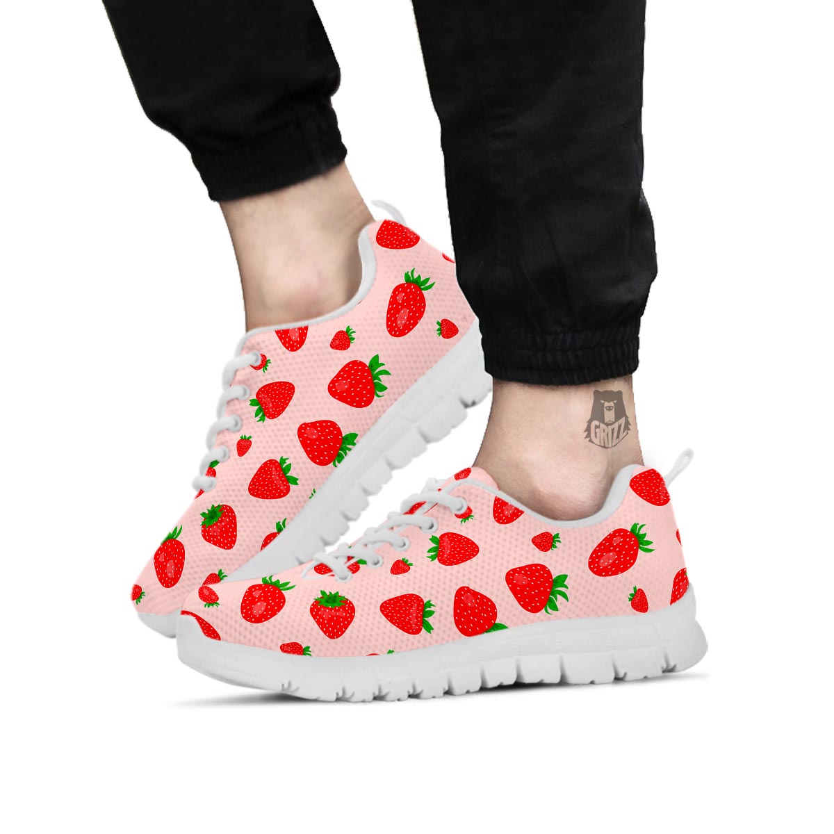 Strawberry Red Print Pattern White Sneaker-grizzshop