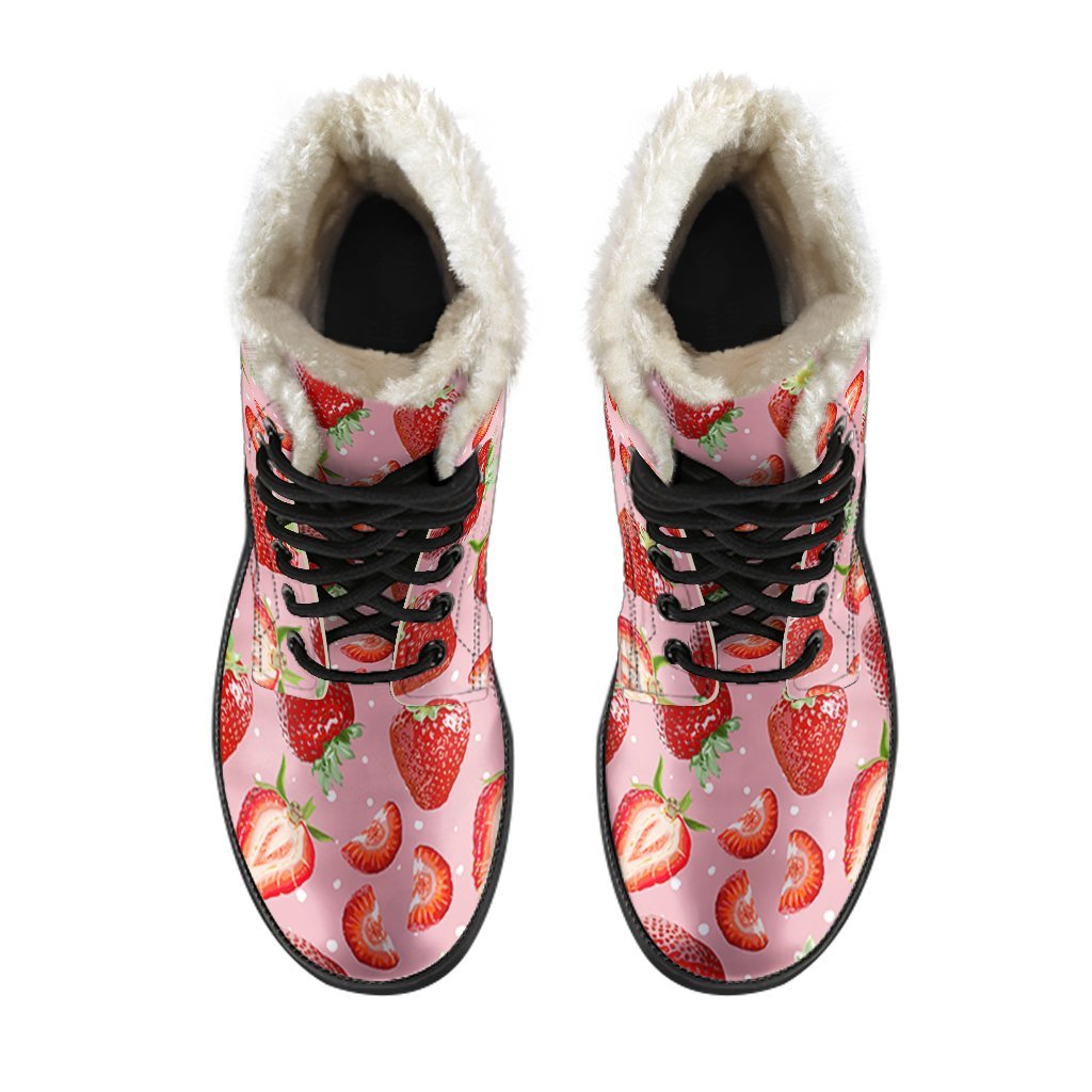 Strawberry Slice Print Pattern Comfy Winter Boots-grizzshop