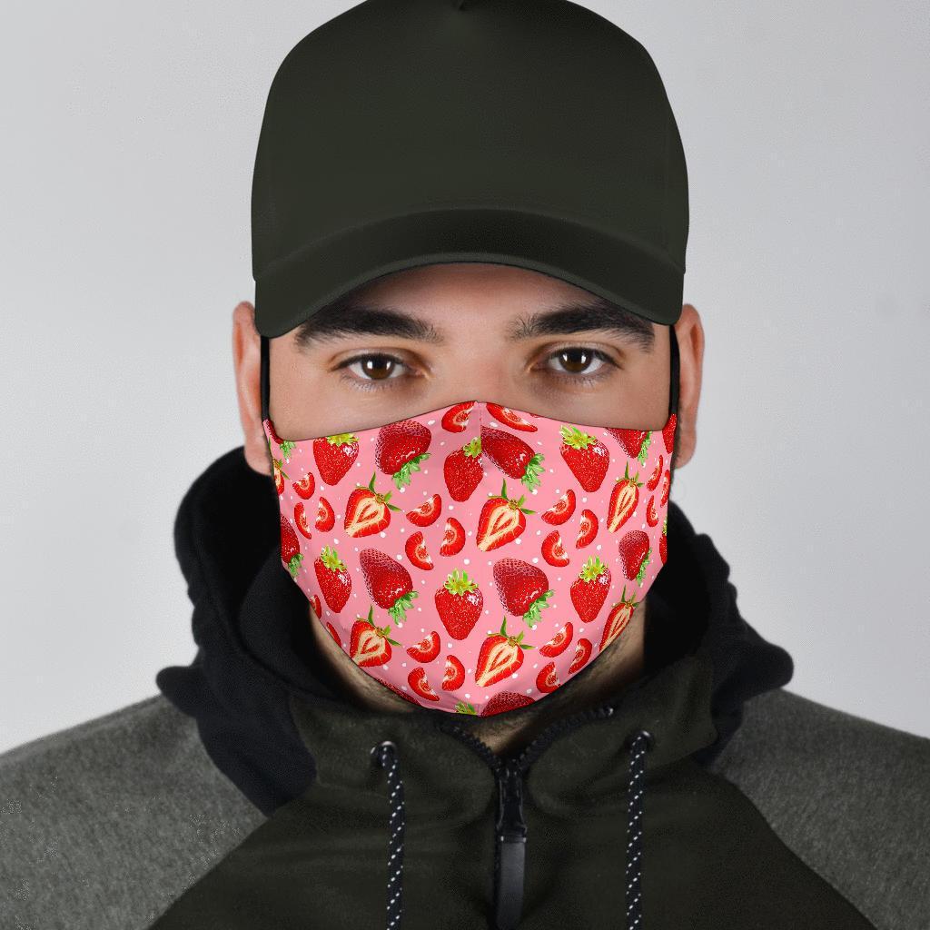 Strawberry Slice Print Pattern Face Mask-grizzshop