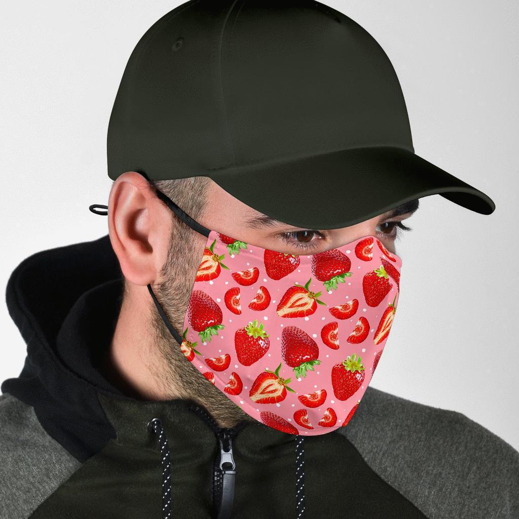 Strawberry Slice Print Pattern Face Mask-grizzshop
