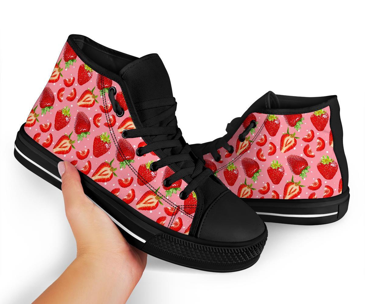 Strawberry Slice Print Pattern Men Women's High Top Shoes-grizzshop