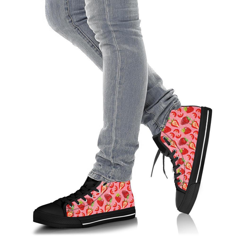 Strawberry Slice Print Pattern Men Women's High Top Shoes-grizzshop