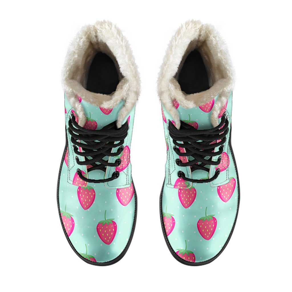 Strawberry Print Pattern Comfy Winter Boots-grizzshop