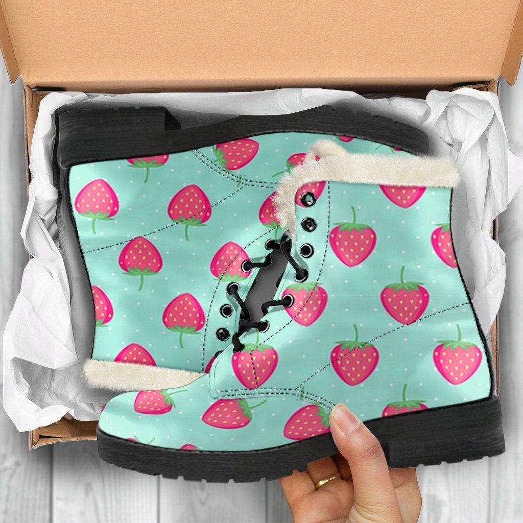 Strawberry Print Pattern Comfy Winter Boots-grizzshop