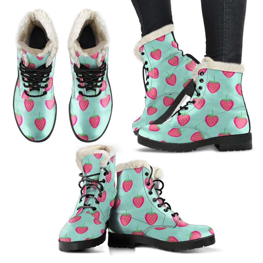 Strawberry Print Pattern Comfy Winter Boots-grizzshop