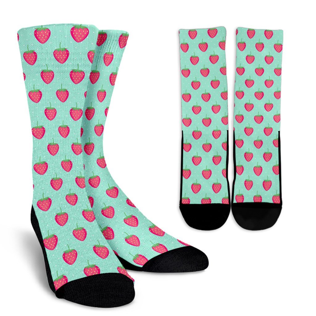 Strawberry Print Pattern Unisex Crew Socks-grizzshop