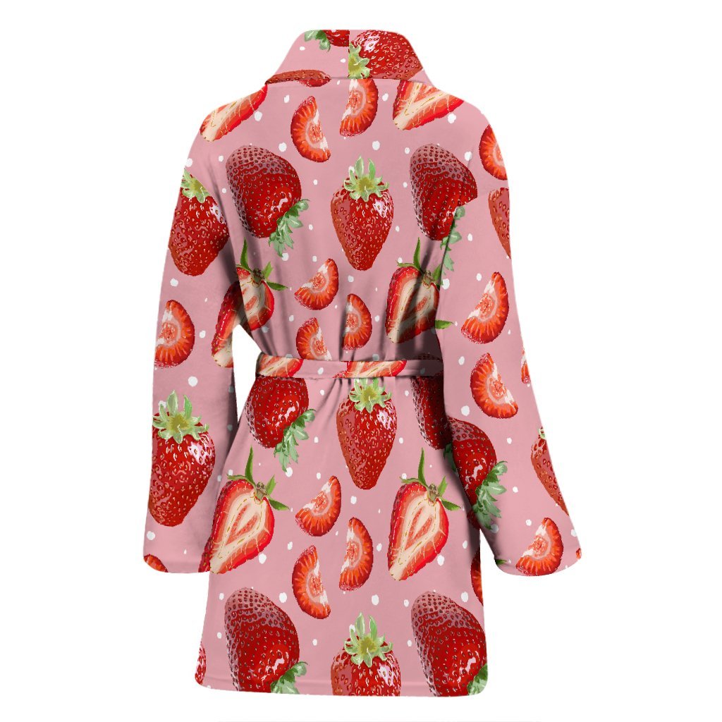 Strawberry Slice Print Pattern Print Women Long Robe-grizzshop