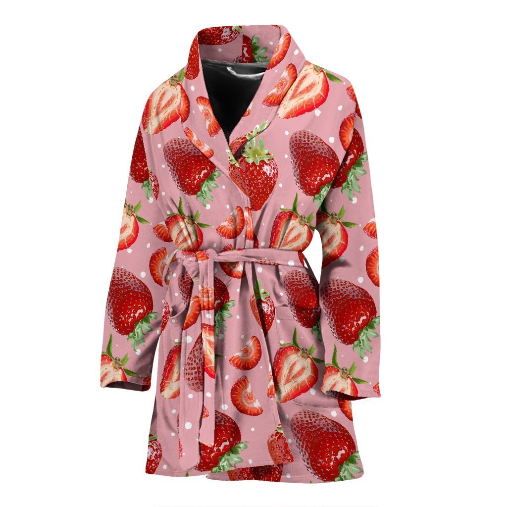 Strawberry Slice Print Pattern Print Women Long Robe-grizzshop
