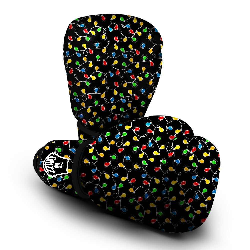 String Lights Colorful Christmas Print Boxing Gloves-grizzshop
