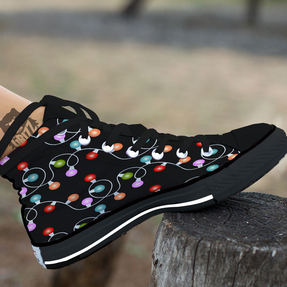 String Lights LED Christmas Print High Top Shoes-grizzshop