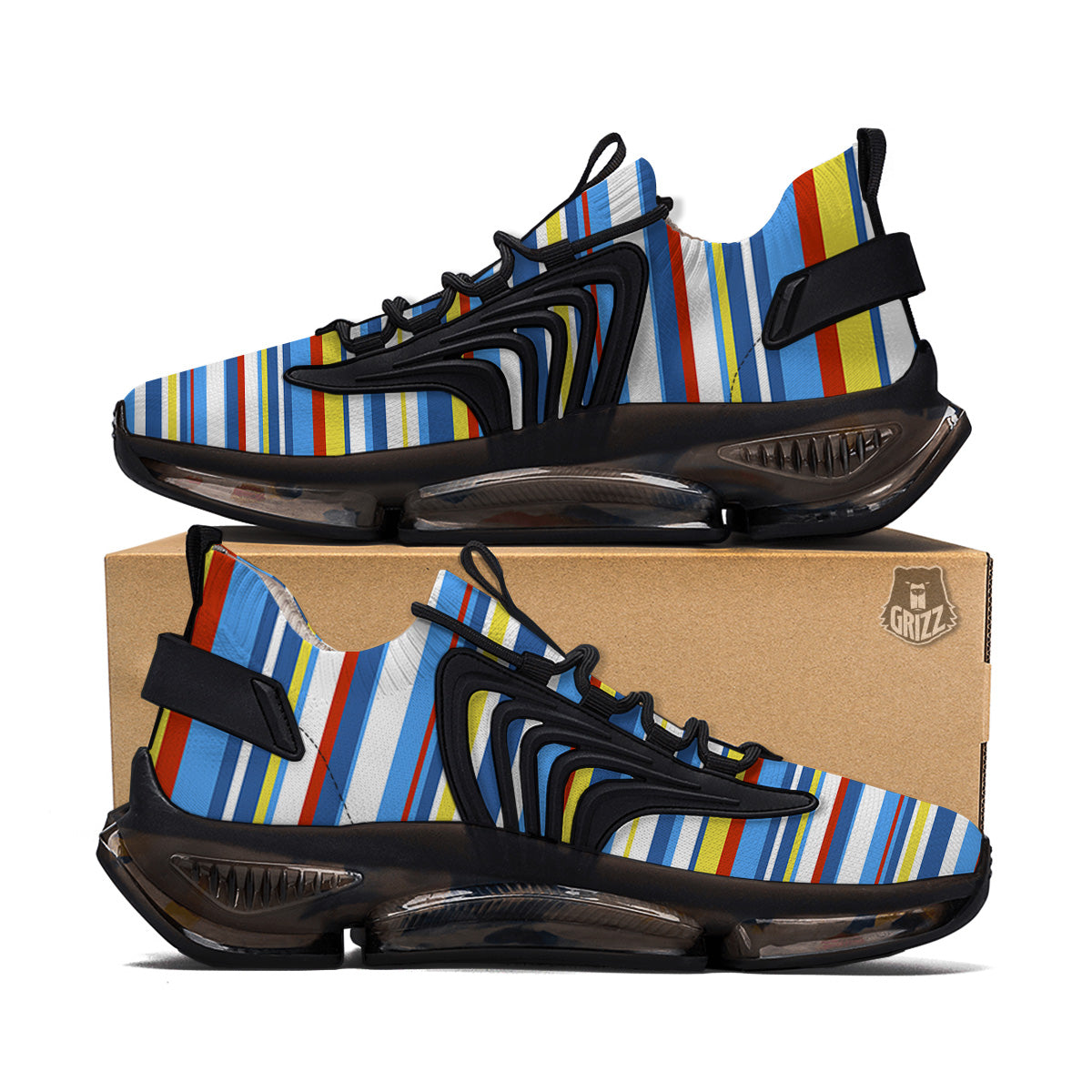 Stripe Autism Awareness Color Print Pattern Black Gym Shoes-grizzshop