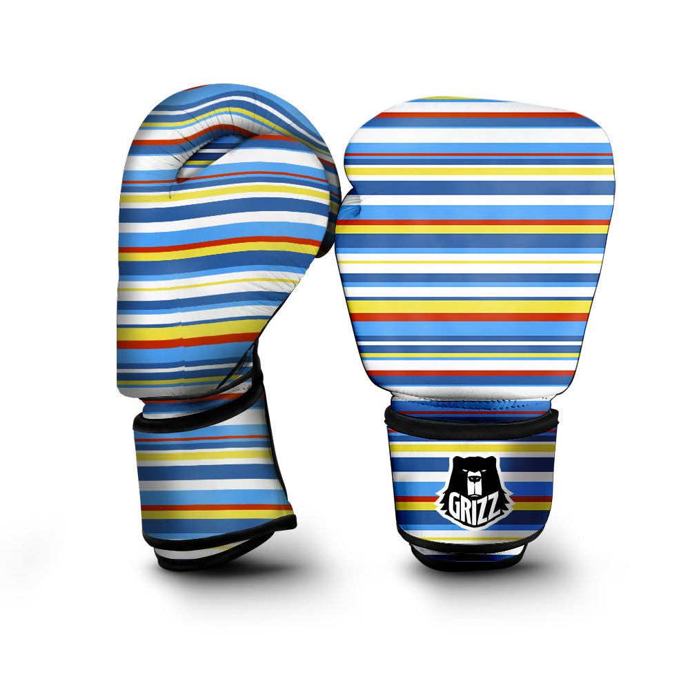 Stripe Autism Awareness Color Print Pattern Boxing Gloves-grizzshop