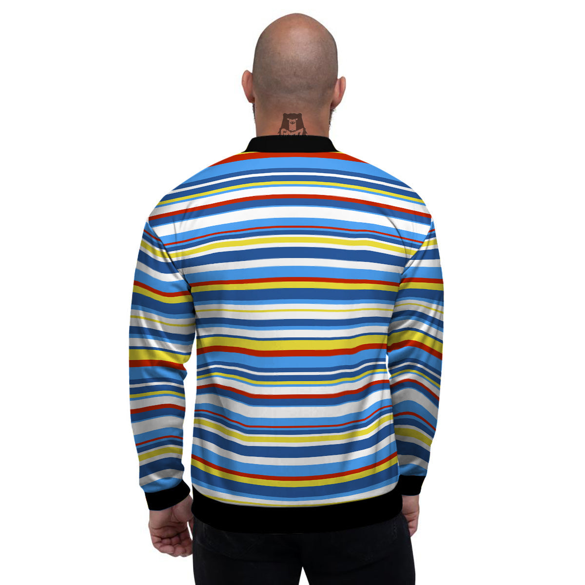 Stripe Autism Awareness Color Print Pattern Men's Bomber Jacket-grizzshop