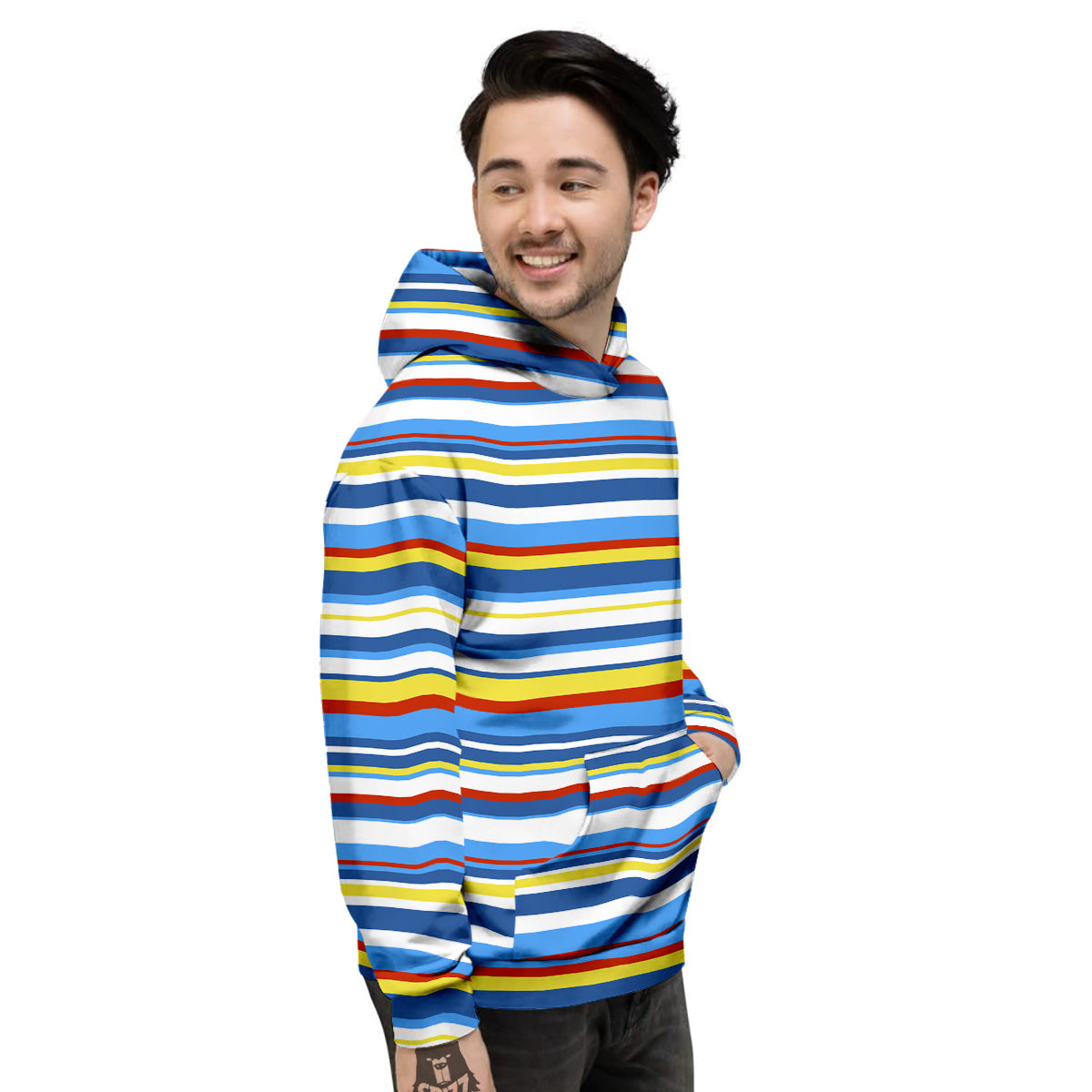 Stripe Autism Awareness Color Print Pattern Men's Hoodie-grizzshop