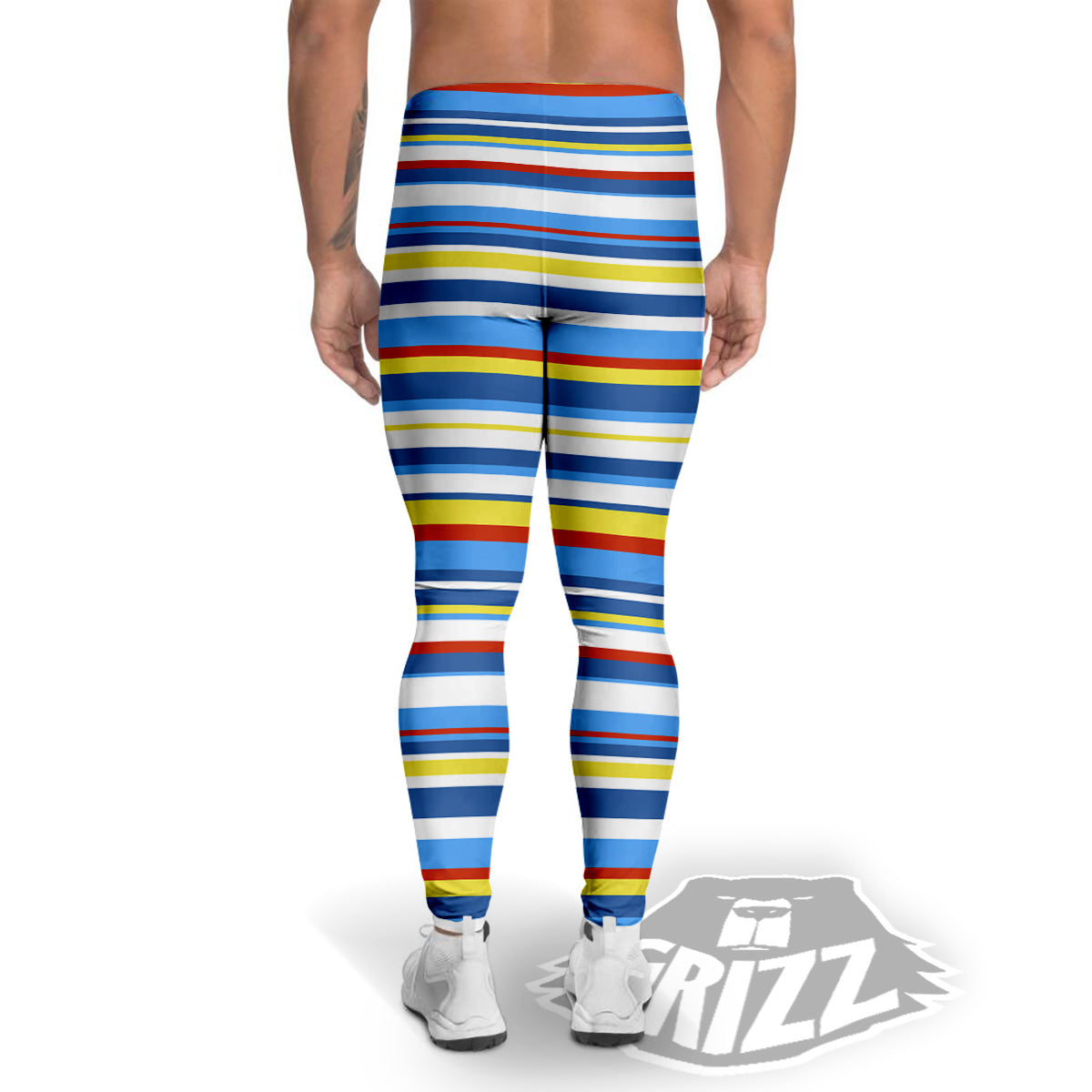 Stripe Autism Awareness Color Print Pattern Men's Leggings-grizzshop