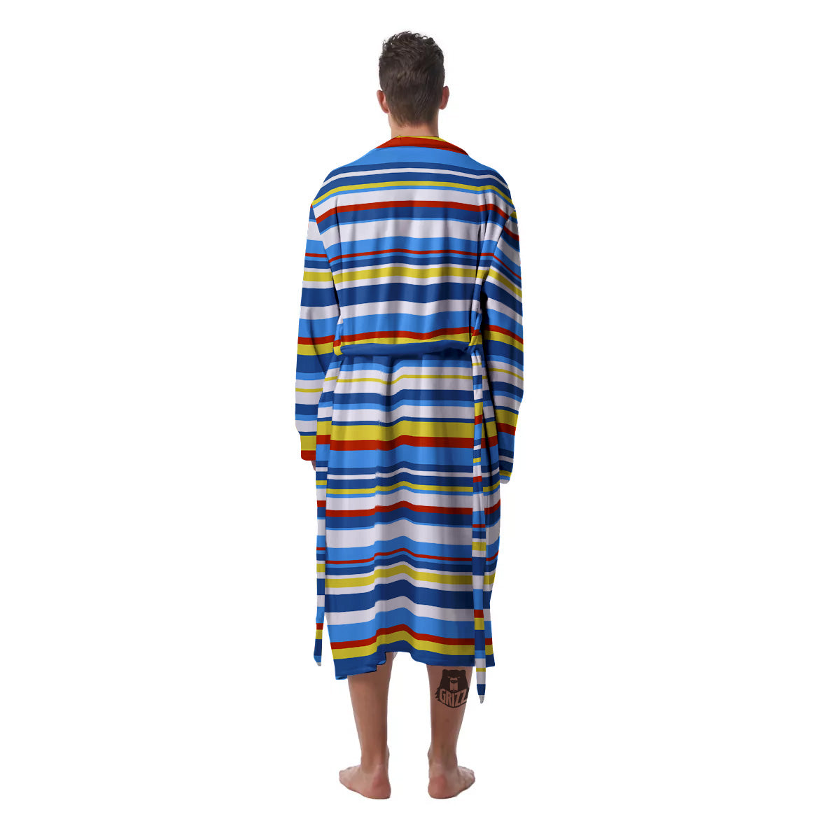 Stripe Autism Awareness Color Print Pattern Men's Robe-grizzshop